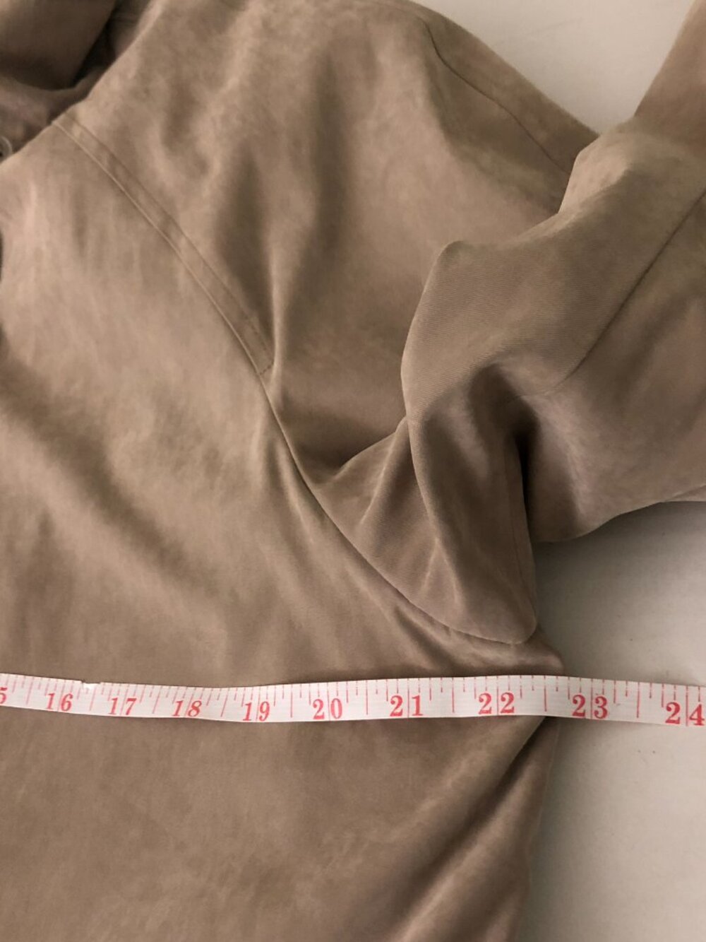 Liz Claiborne Coat Mid-Length Jacket Plaid Lining Zip Snap Button Taupe Size M - Picture 15 of 16